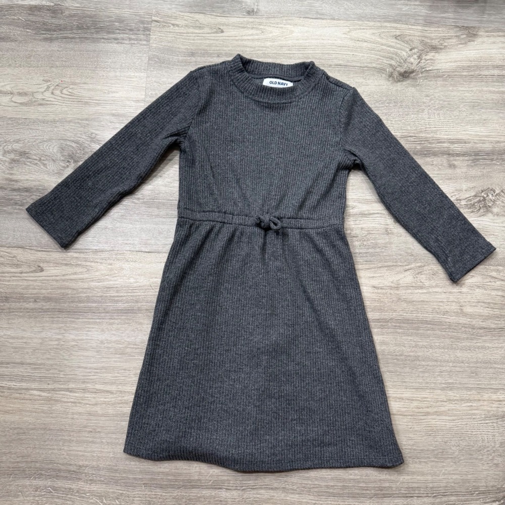 Old Navy Girls Gray Ribbed Knit Long Sleeve Casual Dress‎ - Size S (6-7)
